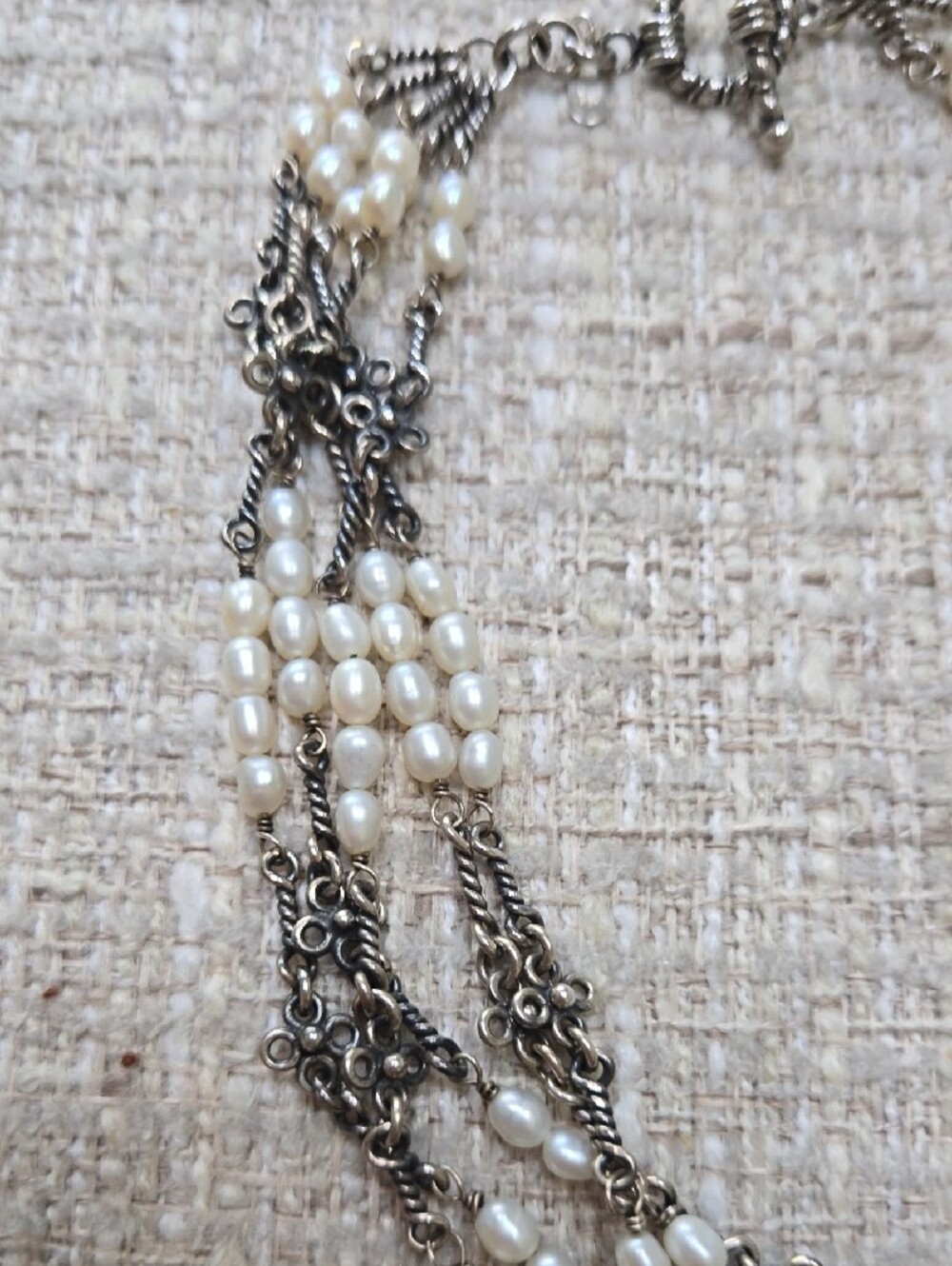 vintage Silpada White Pearl Multi-Strand Necklace with Silver Accents - Picture 5 of 9